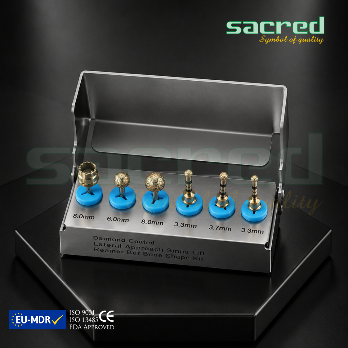 Lateral Approach Sinus Lift Reamer Bur Bone Shape Kit - Diamond Coated