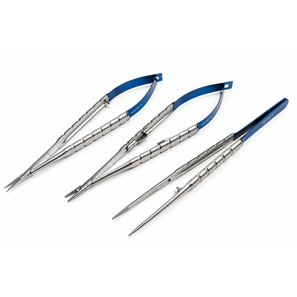 Micro Surgery Instruments TC (Set of 3) - Blue Titanium Coated