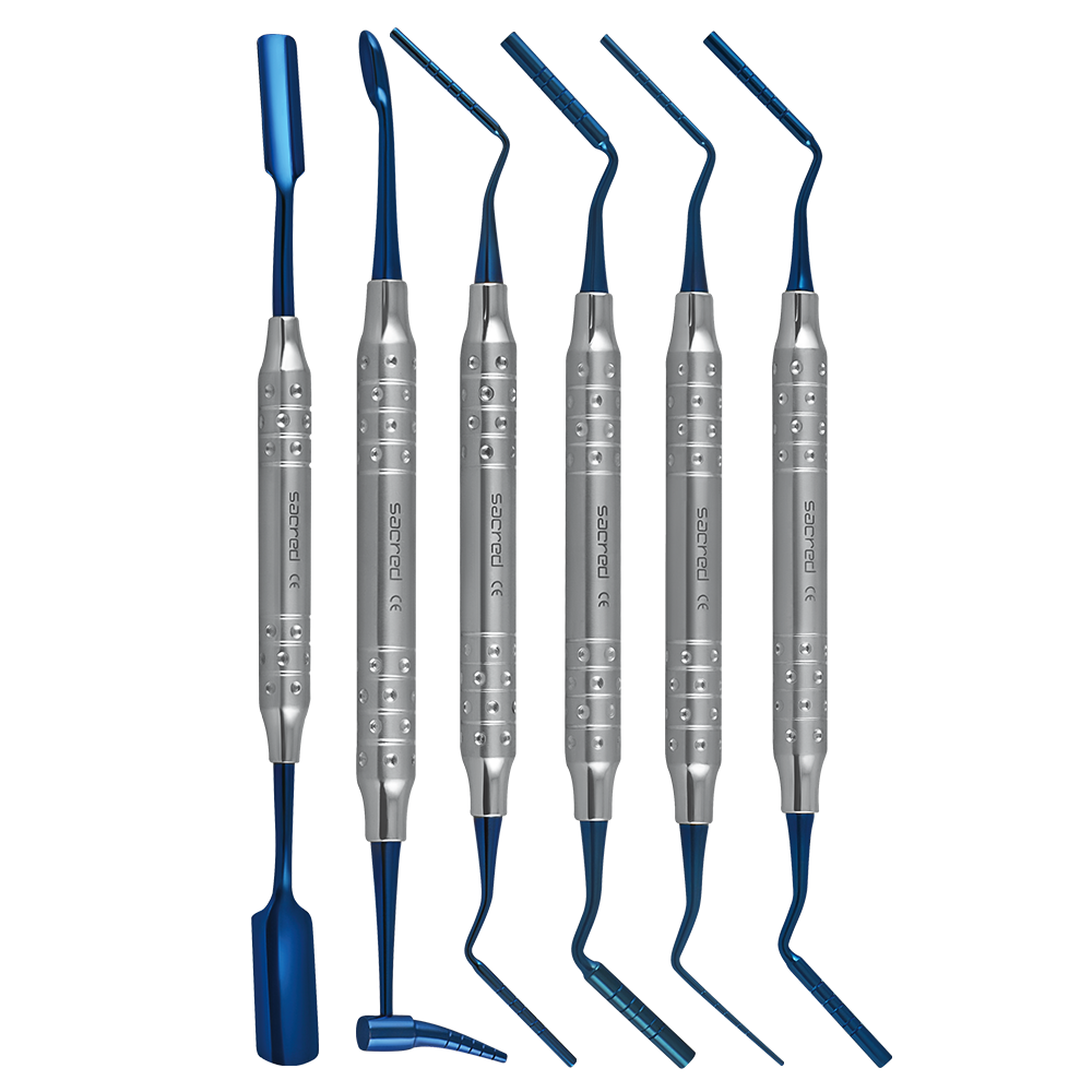 Bone Grafting Instruments (Set of 6) - Blue Titanium